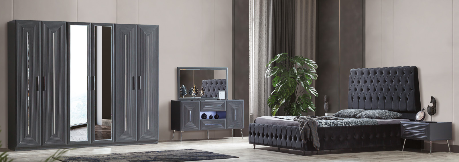 SHINING SKY DARK BEDROOM SET